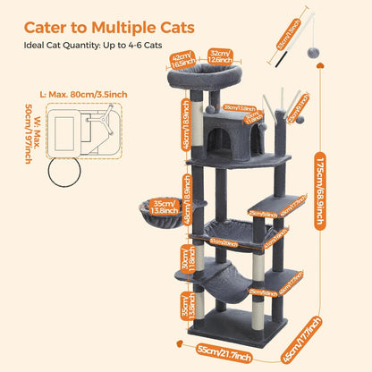 Jumbo Deluxe Multi-Level Tall Cat Tower