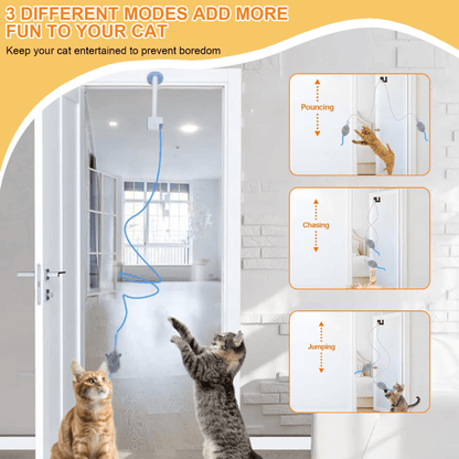 BouncePaw Retractable Hanging Cat Toy for Independent Indoor Play