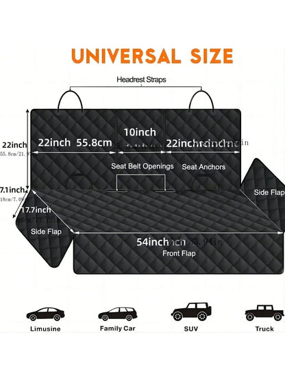 Waterproof Dog Car Seat Cover Hammock with Middle Armrest Access