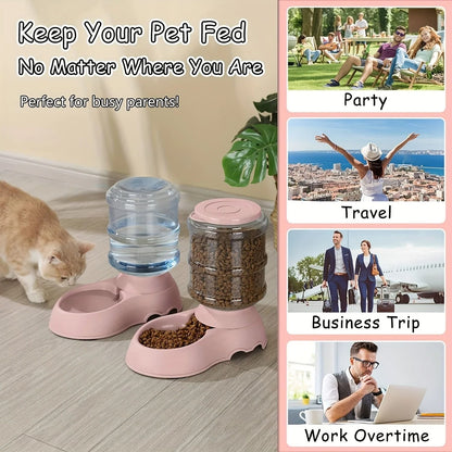 3.8L Automatic Gravity Pet Feeder & Water Dispenser for Small & Medium Pets