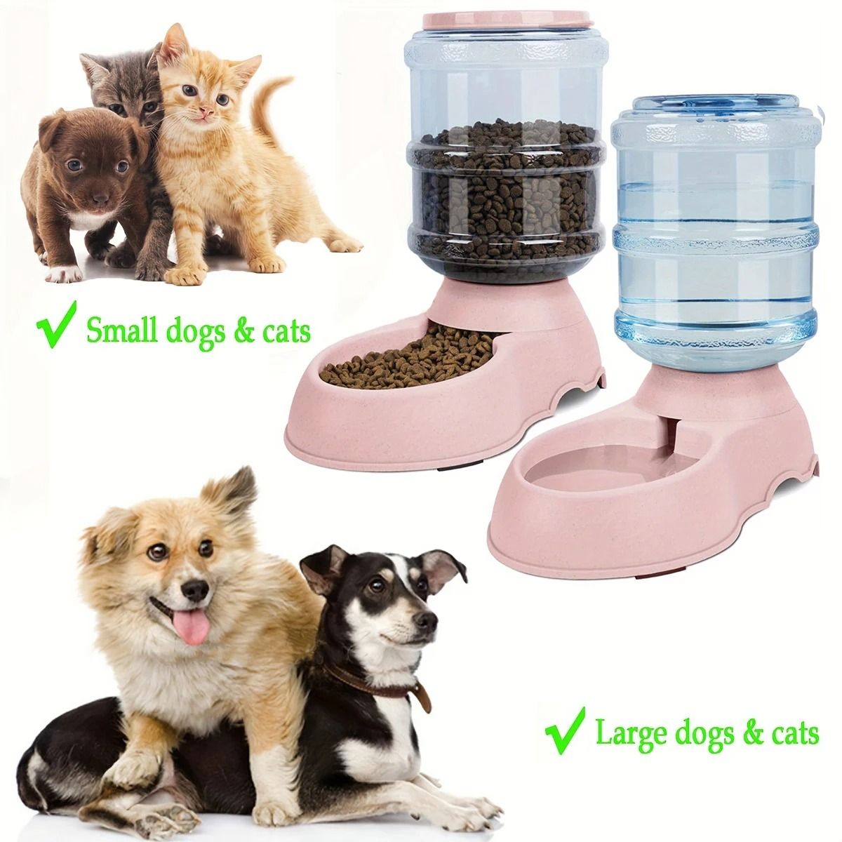 3.8L Automatic Gravity Pet Feeder & Water Dispenser for Small & Medium Pets