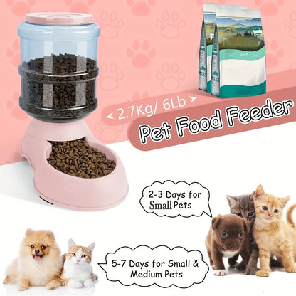 3.8L Automatic Gravity Pet Feeder & Water Dispenser for Small & Medium Pets