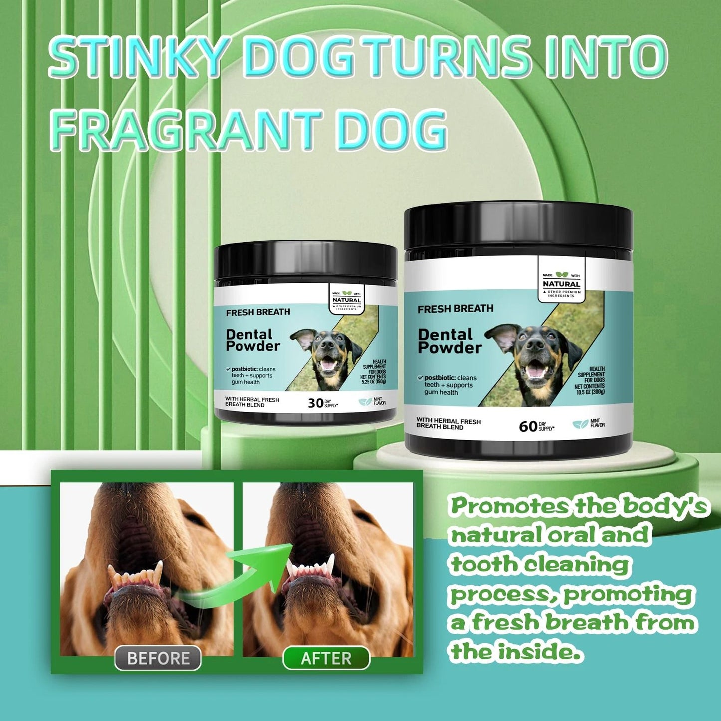 Mint Herbal Pet Teeth Cleaning Powder for Dogs & Cats