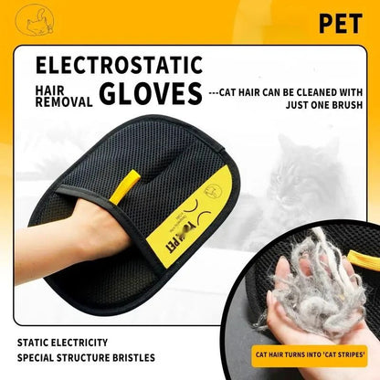 Electrostatic Pet Hair Removal Glove Two Way Grooming Brush for Cats and Dogs