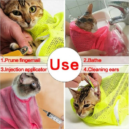 Adjustable Mesh Grooming & Bath Bag for Calm, No-Scratch Care