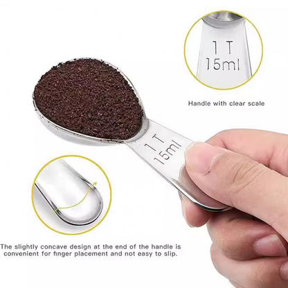 Stainless Steel Coffee Spoon Short Handle Graduated Measuring Scoop