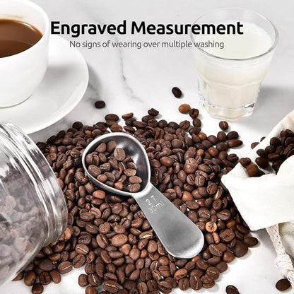 Stainless Steel Coffee Spoon Short Handle Graduated Measuring Scoop