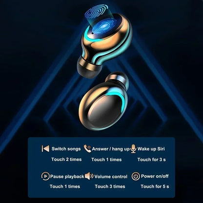 High Bass Wireless Earbuds with Touch Control and Waterproof Sport Fit