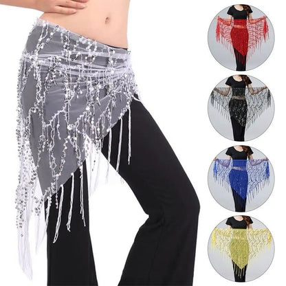 Sequins Tassel Belly Dance Hip Scarf Waist Belt