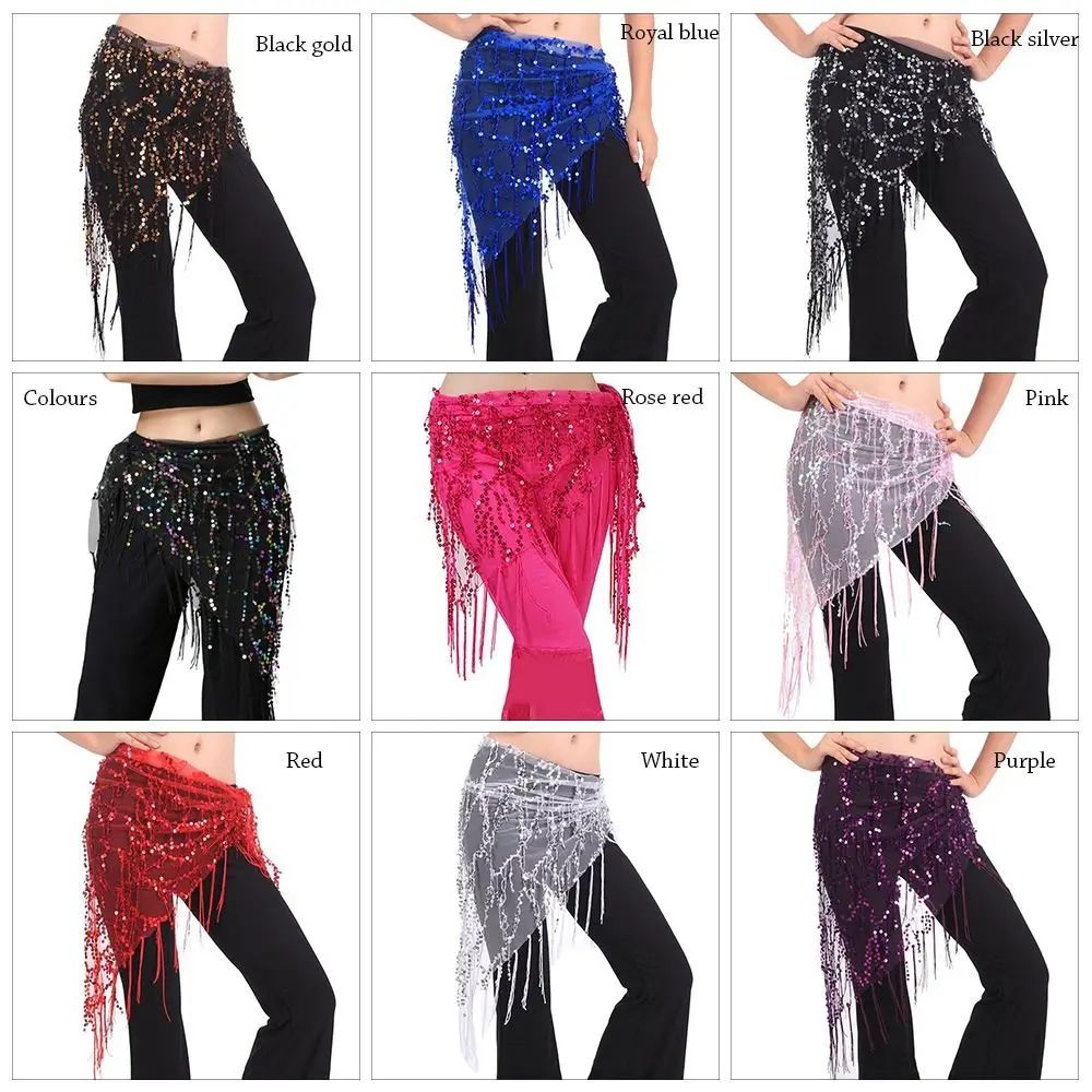 Sequins Tassel Belly Dance Hip Scarf Waist Belt