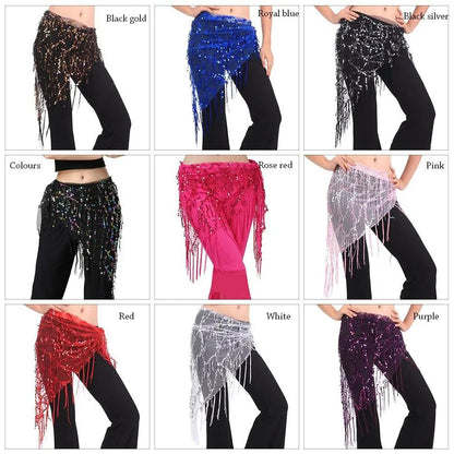 Sequins Tassel Belly Dance Hip Scarf Waist Belt