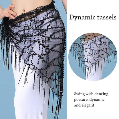 Sequins Tassel Belly Dance Hip Scarf Waist Belt