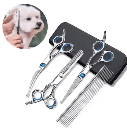 ProTrim 4PCS Pet Grooming Scissors Set – Safe Round Tip Dog & Cat Grooming Shears