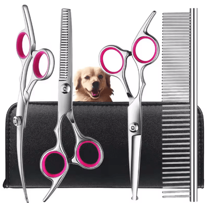 ProTrim 4PCS Pet Grooming Scissors Set – Safe Round Tip Dog & Cat Grooming Shears