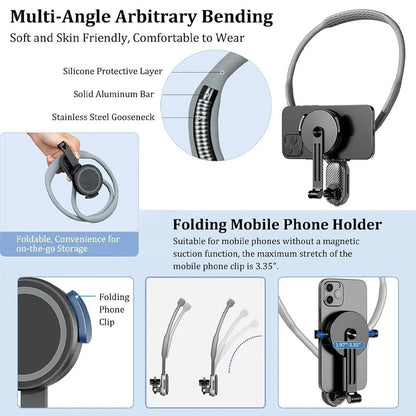 Magnetic Neck Mount Silicone Phone Holder for Hands-Free Video Recording