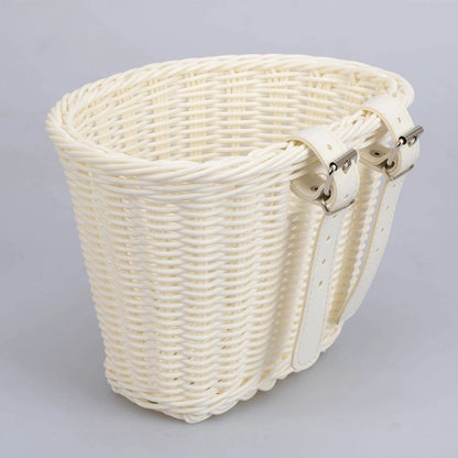 Handwoven Bicycle Front Basket – Adjustable Vintage Bike Handlebar Storage Basket