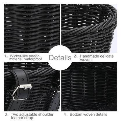 Handwoven Bicycle Front Basket – Adjustable Vintage Bike Handlebar Storage Basket