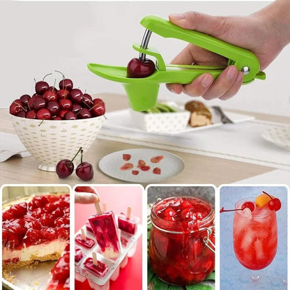 Heavy Duty Cherry Pitter Tool & Seed Remover with Space Saving Lock Design