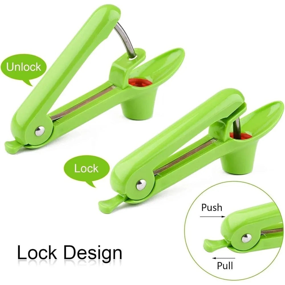Heavy Duty Cherry Pitter Tool & Seed Remover with Space Saving Lock Design