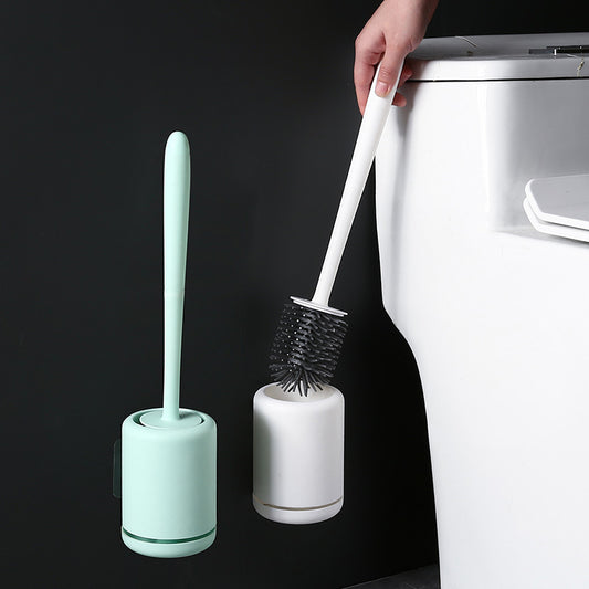 QuickDry Silicone Toilet Brush & Holder Set for Deep Bathroom Cleaning