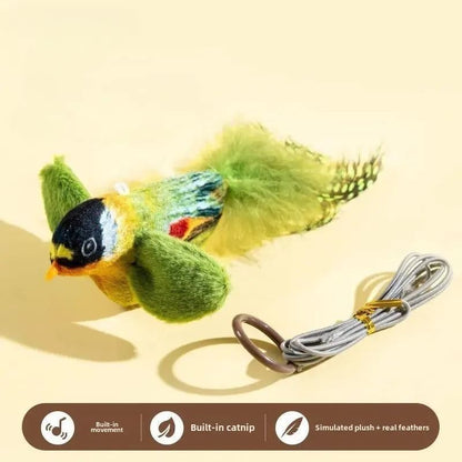Interactive Bird Cat Teaser Toy with Catnip Sounding Wall Hanging Chasing Toy for Indoor Cats