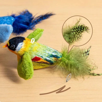 Interactive Bird Cat Teaser Toy with Catnip Sounding Wall Hanging Chasing Toy for Indoor Cats