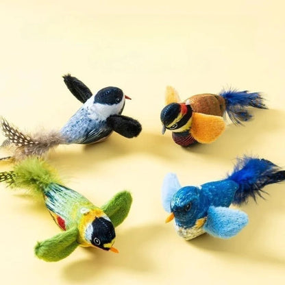 Interactive Bird Cat Teaser Toy with Catnip Sounding Wall Hanging Chasing Toy for Indoor Cats