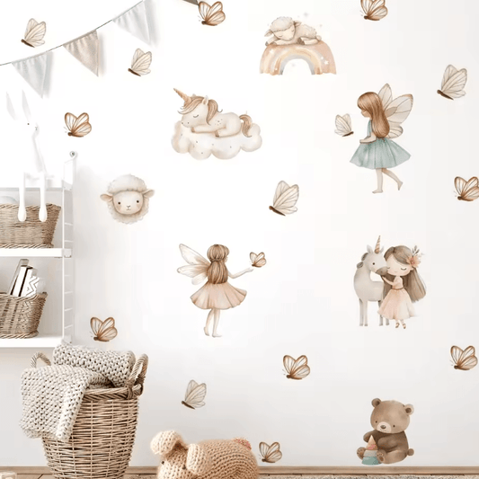 Watercolor Unicorn Rainbow Wall Stickers for Kids Bedroom Nursery and Playroom Decor