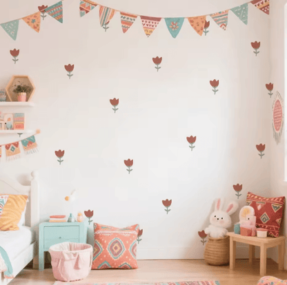 Boho Flower Wall Stickers for Girls Bedroom Nursery and Living Room Decor