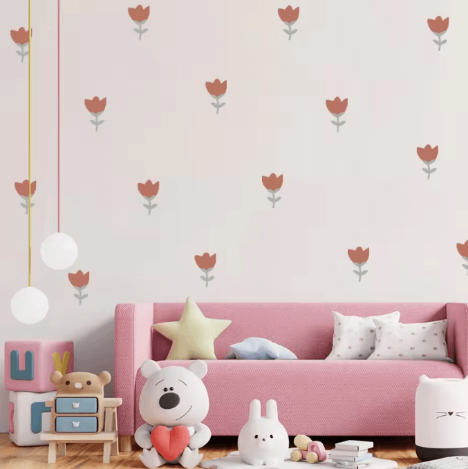 Boho Flower Wall Stickers for Girls Bedroom Nursery and Living Room Decor