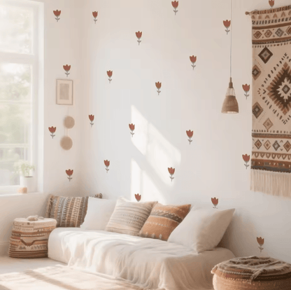 Boho Flower Wall Stickers for Girls Bedroom Nursery and Living Room Decor