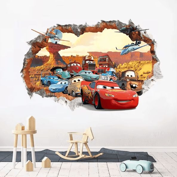 Disney Cars Lightning McQueen 3D Wall Stickers for Kids Bedroom and Playroom Decor