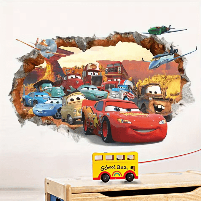 Disney Cars Lightning McQueen 3D Wall Stickers for Kids Bedroom and Playroom Decor