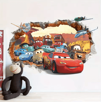 Disney Cars Lightning McQueen 3D Wall Stickers for Kids Bedroom and Playroom Decor