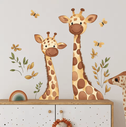 Two Giraffe Wall Stickers for Kids Bedroom Nursery and Daycare Decor