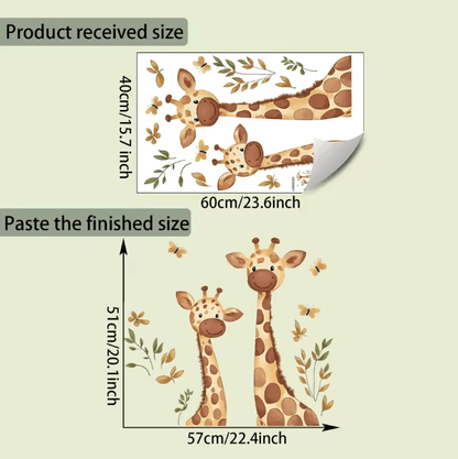 Two Giraffe Wall Stickers for Kids Bedroom Nursery and Daycare Decor