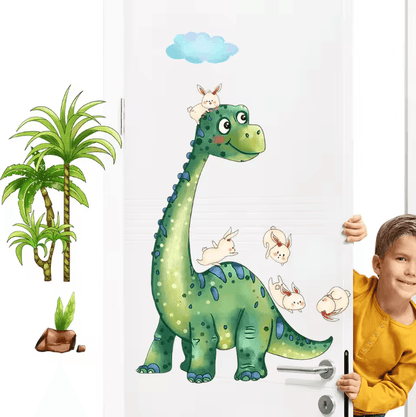 Green Dinosaur and Rabbit Wall Stickers for Kids Bedroom and Living Room Decor