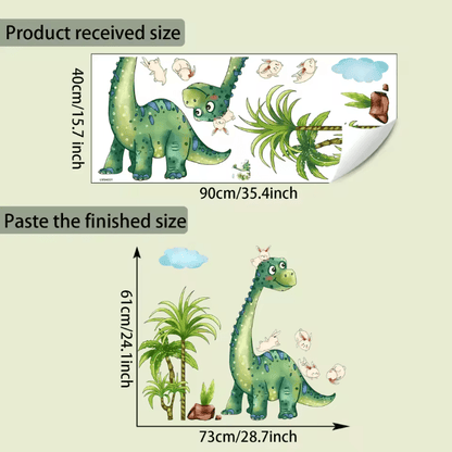 Green Dinosaur and Rabbit Wall Stickers for Kids Bedroom and Living Room Decor