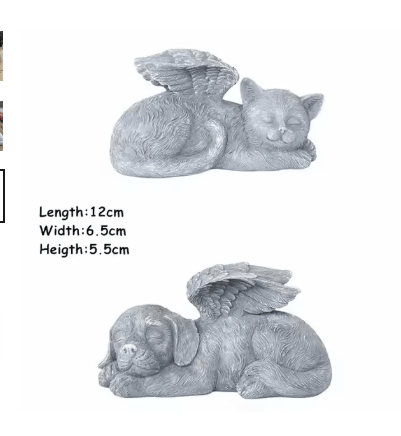 Angel Pet Statue Resin Garden Ornament for Outdoor Decor, Cat or Dog with Wings