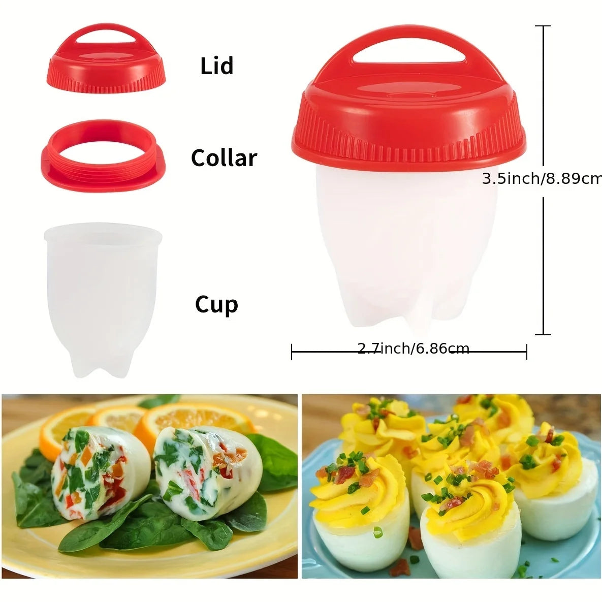Silicone Egg Poacher Cups Set Easy Poached & Hard Boiled Egg Cooker