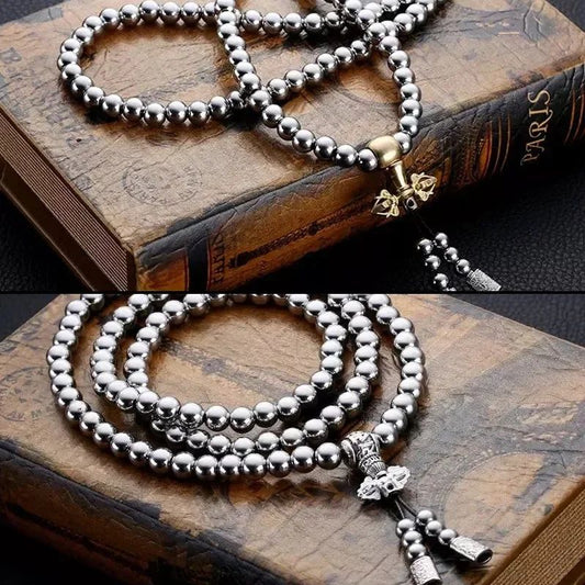 Stainless Steel Buddha Bead Necklace – Titanium Style EDC Fashion Chain Outdoor Accessory