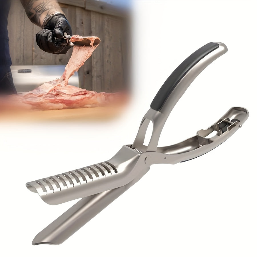 Professional BBQ Rib Skinner Heavy Duty bbq rib membrane remover & stainless steel rib prep tool with Ergonomic Grip