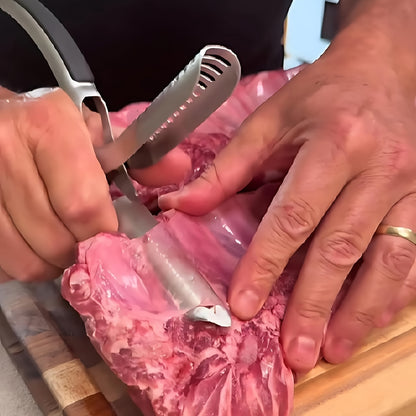 Professional BBQ Rib Skinner Heavy Duty bbq rib membrane remover & stainless steel rib prep tool with Ergonomic Grip
