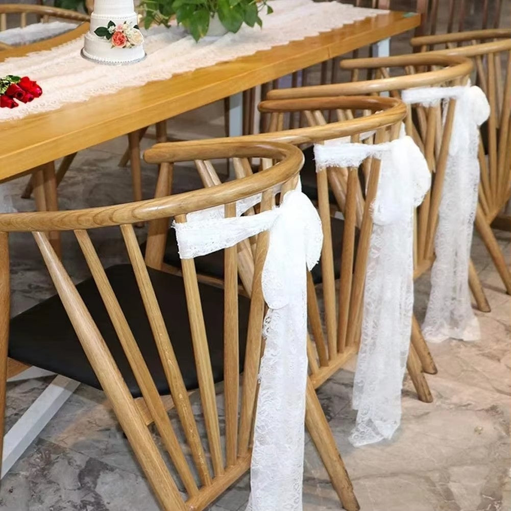 Rustic Lace Table Runner with Rose Embroidery for Wedding & Party Decor