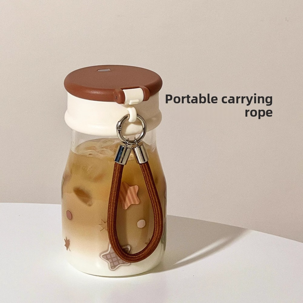 StarrySip Glass Water Bottle with Straw Leakproof Iced Coffee & Matcha Tumbler