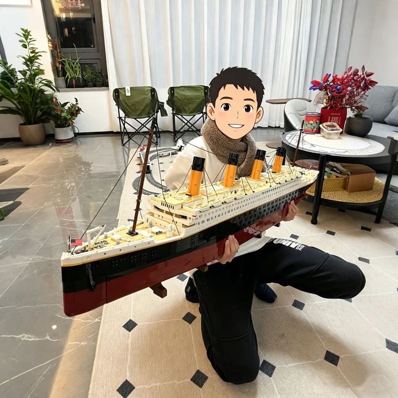9090Pcs Large Cruise Ship Building Block Set Desktop Display Creative Gift
