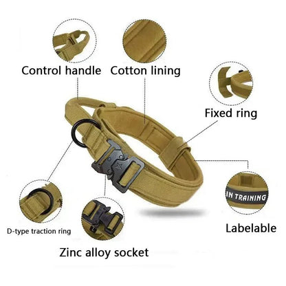 Adjustable Tactical Dog Collar And Training Leash Set