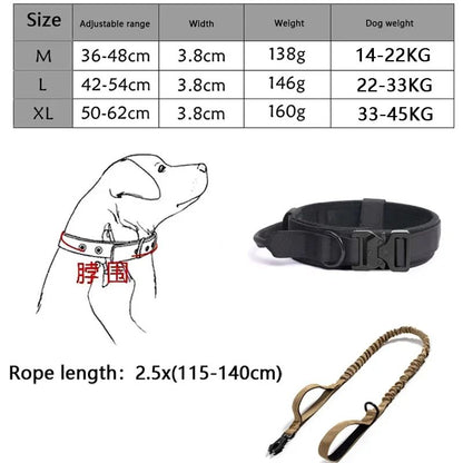 Adjustable Tactical Dog Collar And Training Leash Set