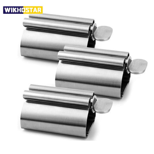Stainless Steel Toothpaste Dispenser & Bathroom Organizer Rack Set