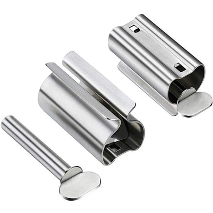 Stainless Steel Toothpaste Dispenser & Bathroom Organizer Rack Set